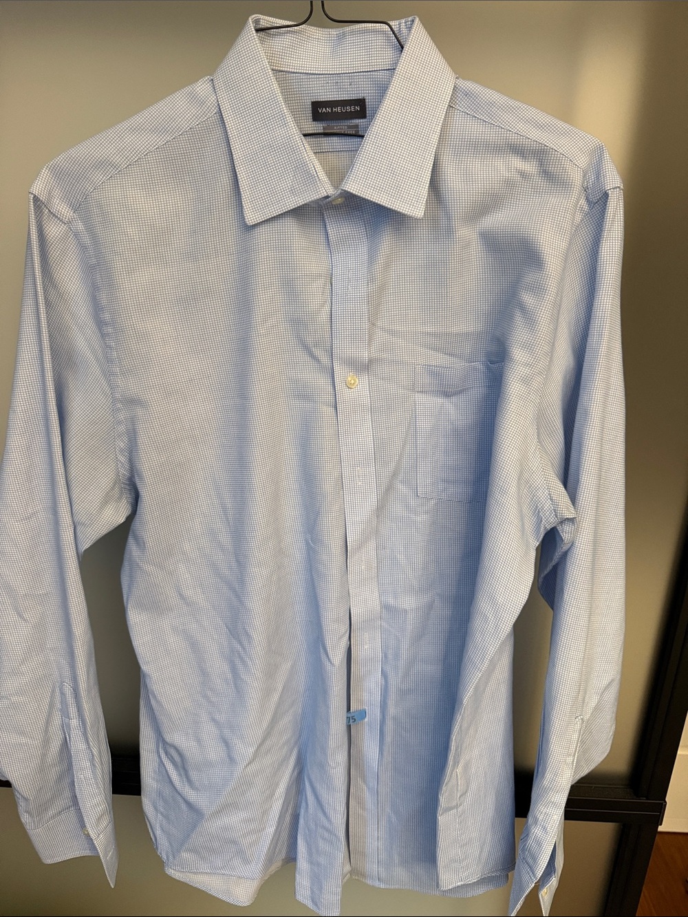 Van Heusen Light Blue Micro-Check Dress Shirt